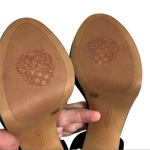 3X Host Pick! 🐆 NWOT Vince Camuto Black Suede Heeled Sandal Leopard - Picture 8 of 12